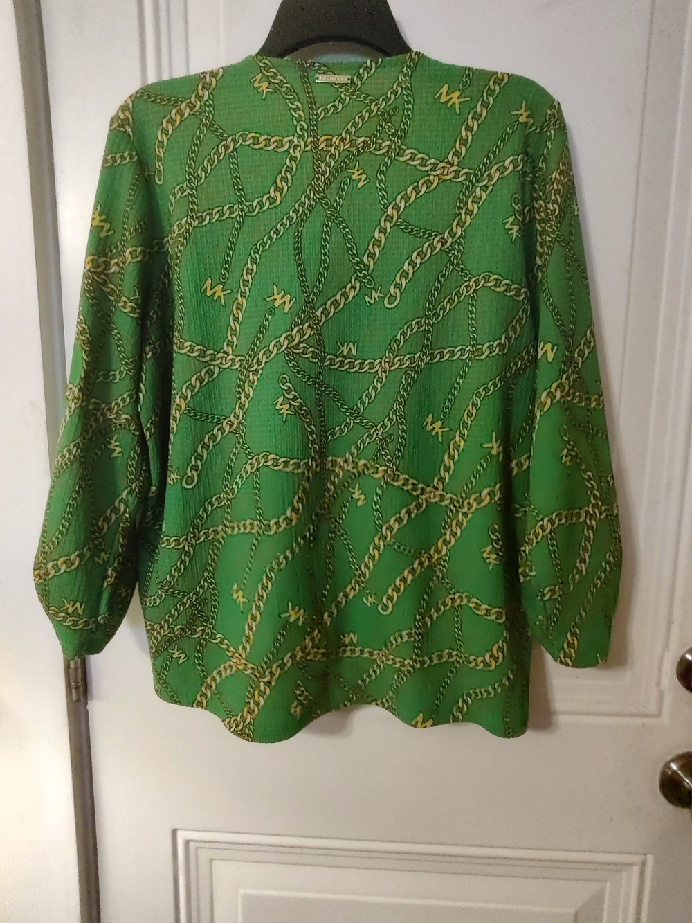 Michael Kors Green Chain-Print Wrap Blouse - Picture 2 of 7